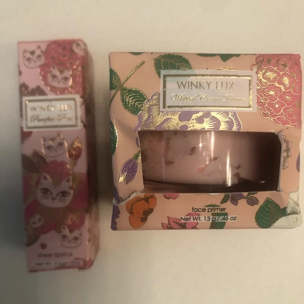 WINKY LUX Pink Floral Face So Whipped Luxury Primer and Pawsh Lipstick Duo
